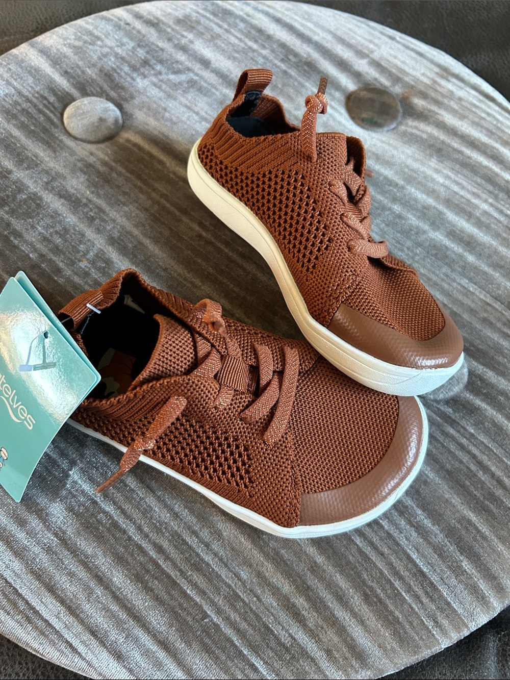 Kids Brown Knit Lace-Up Slip-On Water Sneakers